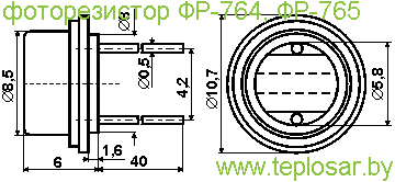Изображение чертежа фоторезисторов ФР-764, ФР-765